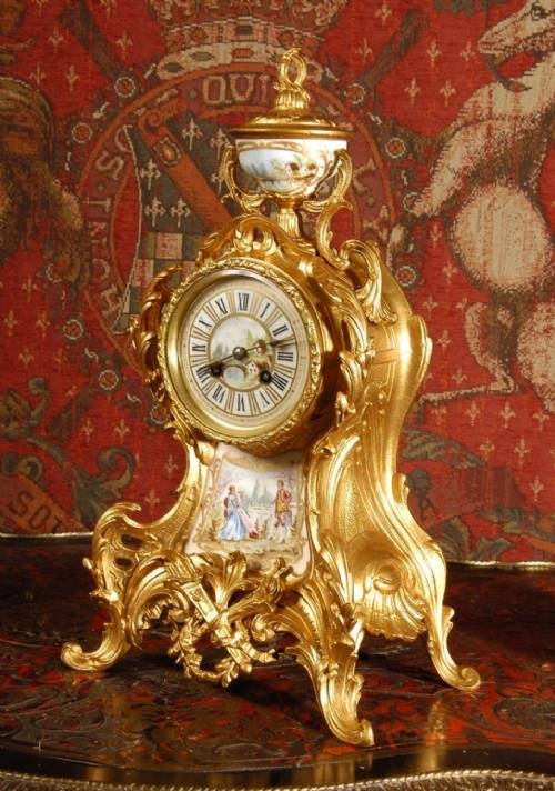 fig 3. ***** SOLD ***** Sevres Porcelain and Gilt Rococo Clock Set ~ Samuel Marti~
